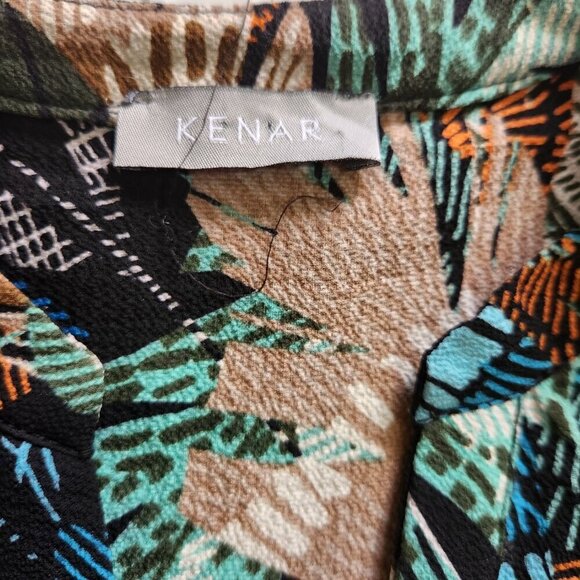 Kenar Sleeveless Shirt Women's XL V-neck Button Up Multicolour Tropical Leaves - Picture 9 of 13